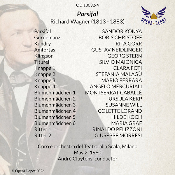 Wagner: Parsifal - Konya, Gorr, Christoff, Neidlinger, Caballé; Cluytens. Milano, 1960