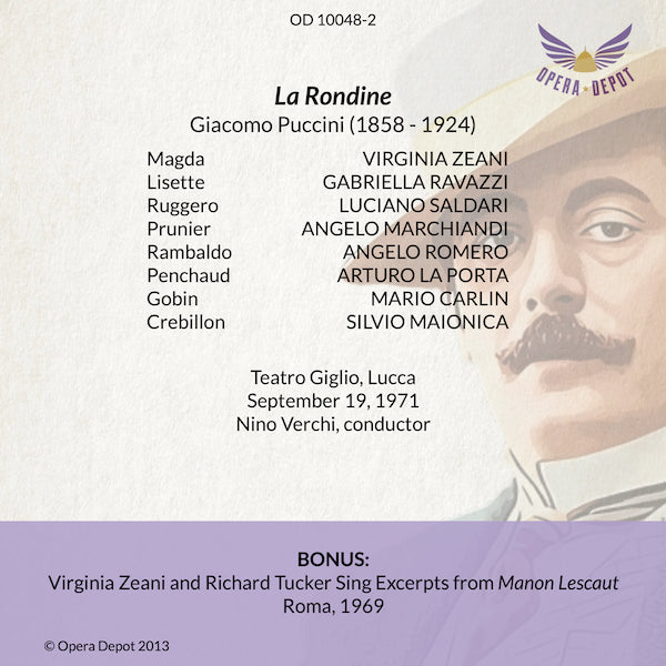 Puccini: La Rondine - Zeani, Ravazzi, Saldari, Marchiandi; Verchi.  Lucca, 1971