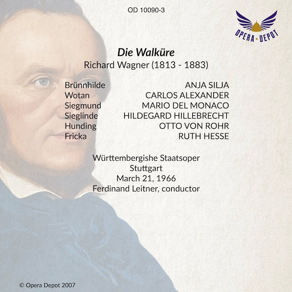 Wagner: Die Walküre - Silja, Hillebrecht, del Monaco, Alexander, Hesse, von Rohr; Leitner.  Stuttgart, 1966