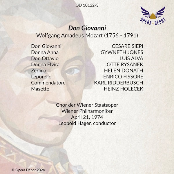 Mozart: Don Giovanni - Siepi, G. Jones, Alva, Donath, Lotte Rysanek, Fissore; Hager.  Wien, 1974