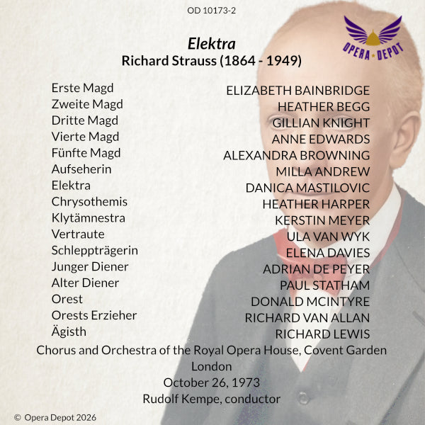 Strauss: Elektra - Mastilovic, Harper, Meyer, Lewis, McIntyre; Kempe.  London, 1973