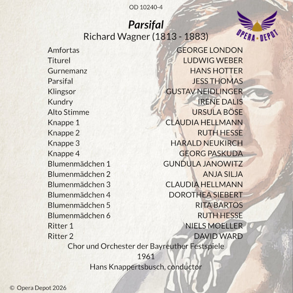Wagner: Parsifal - Thomas, Dalis, Hotter, Weber, London, Neidlinger; Knappertsbusch.  Bayreuth, 1961