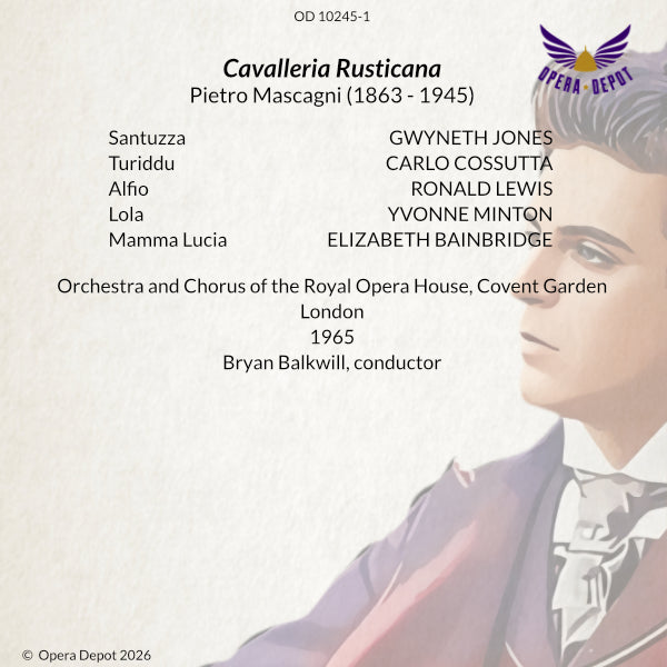 Mascagni: Cavalleria Rusticana - Jones, Cossutta, Ron. Lewis, Minton, Bainbridge; Balkwill.  London, 1965