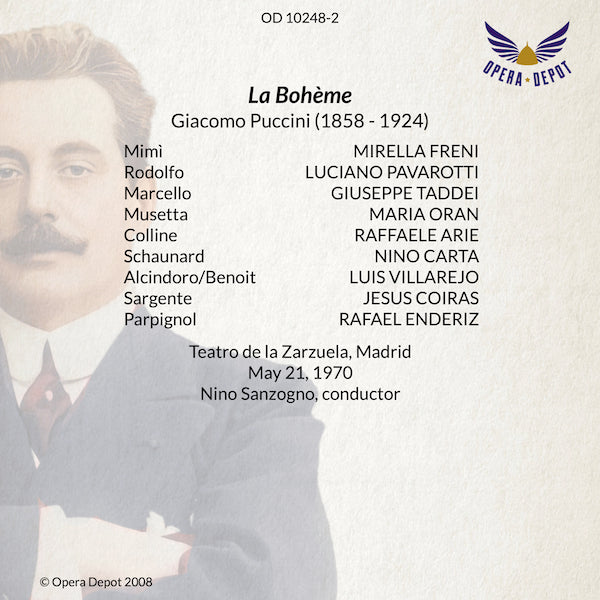 Puccini: La Bohème - Freni, Pavarotti, Taddei, Oran, Arie; Sanzogno.  Madrid, 1970