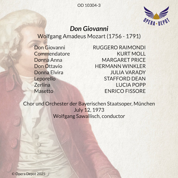 Mozart: Don Giovanni - R. Raimondi, M. Price, Varady, Popp, Dean, Winkler, Moll; Sawallisch.  München, 1973