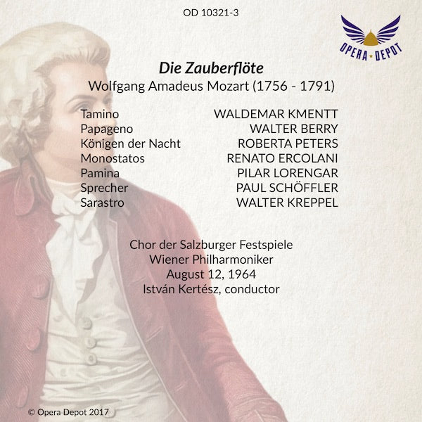 Mozart: Die Zauberflöte - Lorengar, Kmentt, Peters, Berry, Kreppel, Schoeffler; Kertesz.  Salzburg, 1964
