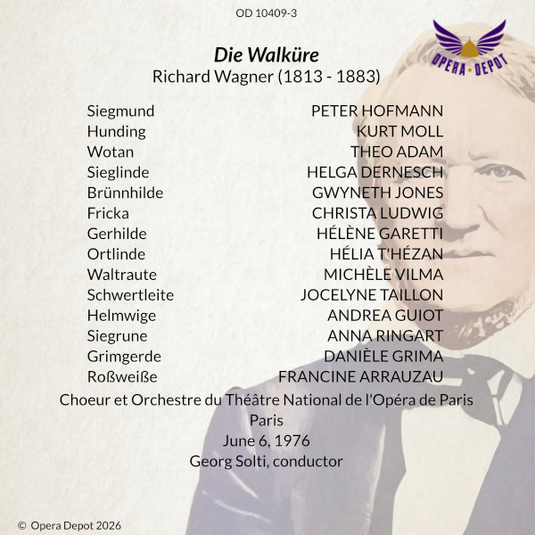 Wagner: Die Walküre - Jones, Adam, Dernesch, Hofmann, Ludwig, Moll; Solti. Paris, 1976