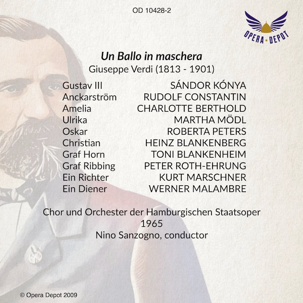 Verdi: Un Ballo in maschera (In German) - Konya, Berthold, Constantin, Peters, Mödl; Sanzogno.  Hamburg, 1965