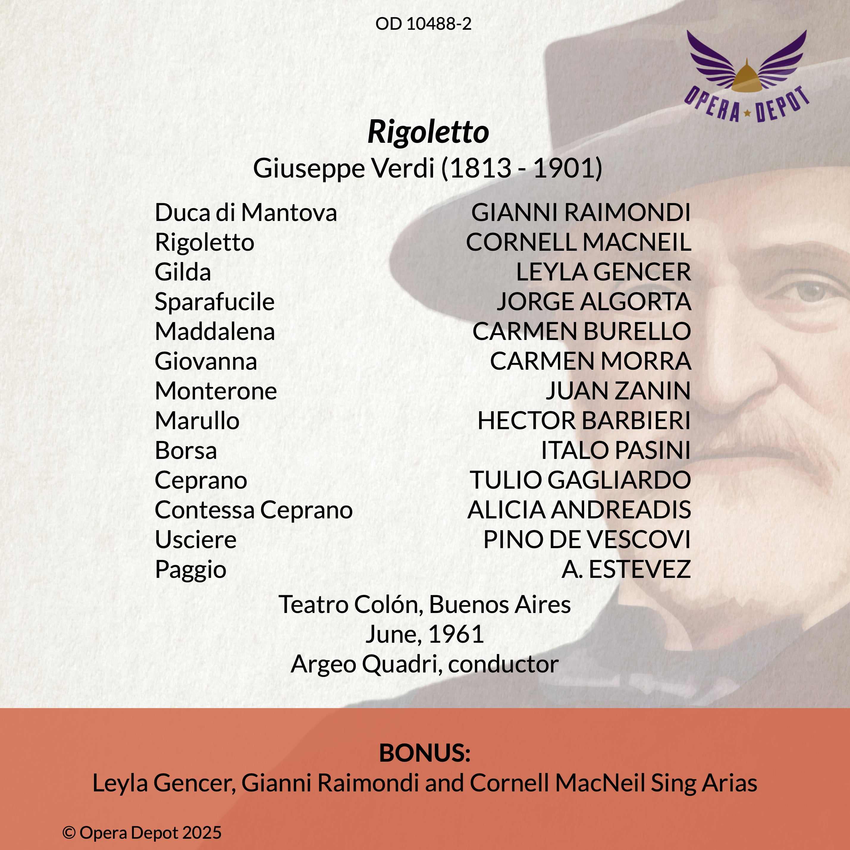 Verdi: Rigoletto - MacNeil, Gencer, G. Raimondi; Quadri. Buenos Aires, 1961