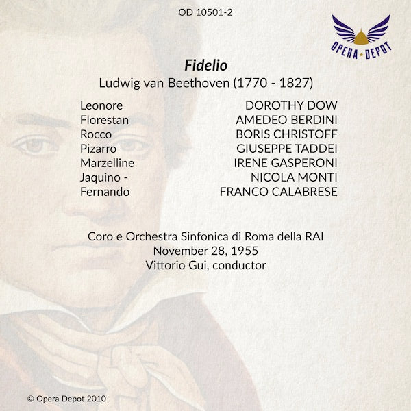 Beethoven: Fidelio (In Italian) - Dow, Berdini, Christoff, Taddei, Gasperone, Calabrese; Gui. Roma, 1955