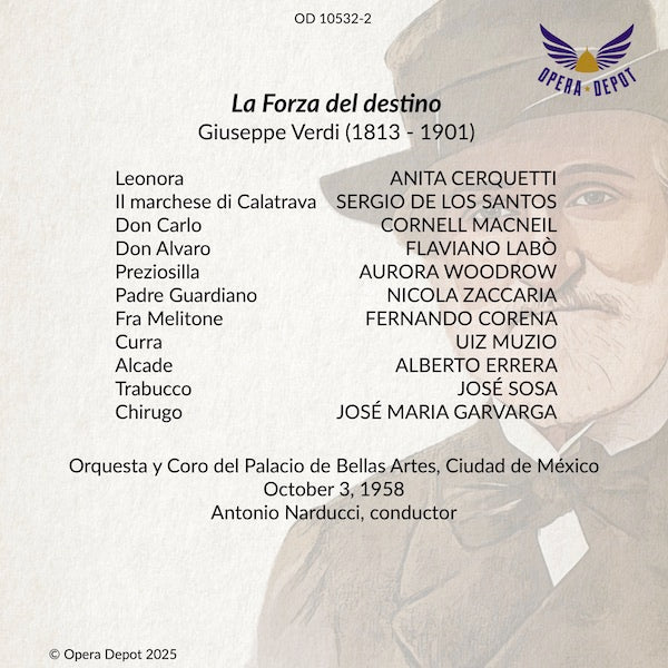 Verdi: La Forza del destino - Cerquetti, Labò, MacNeil, Zaccaria, Corena; Narducci. Mexico City, 1958