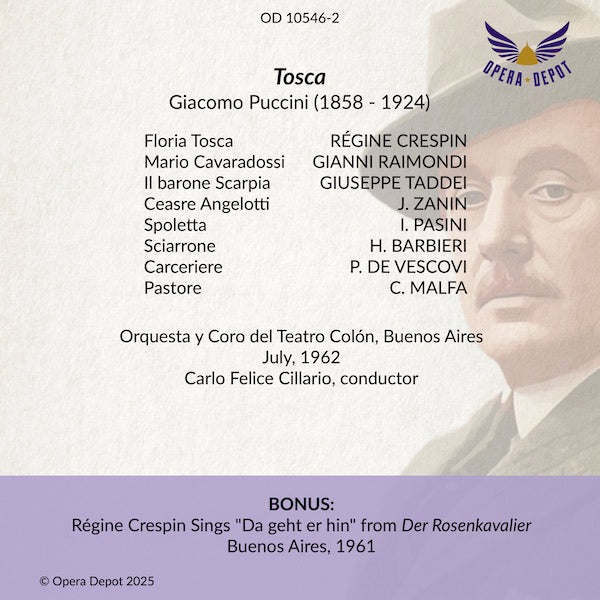 Puccini: Tosca - Crespin, G. Raimondi, Taddei; Cillario.  Buenos Aires, 1962