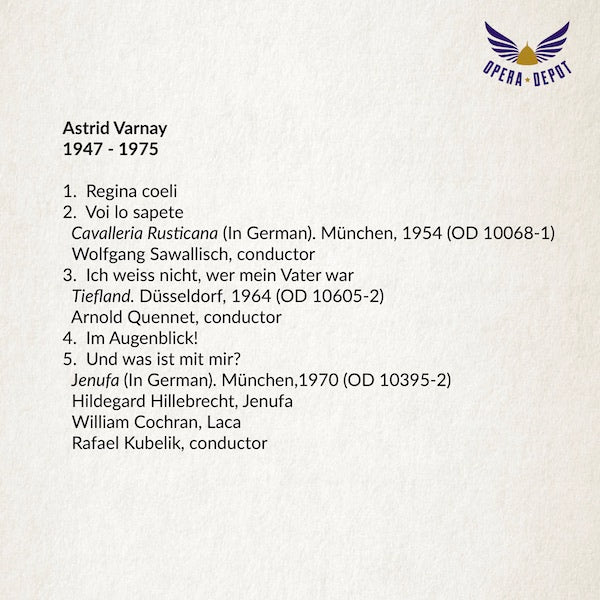 Compilation: Astrid Varnay - Arias and exceprts from Elektra, Götterdämmerung, and more!