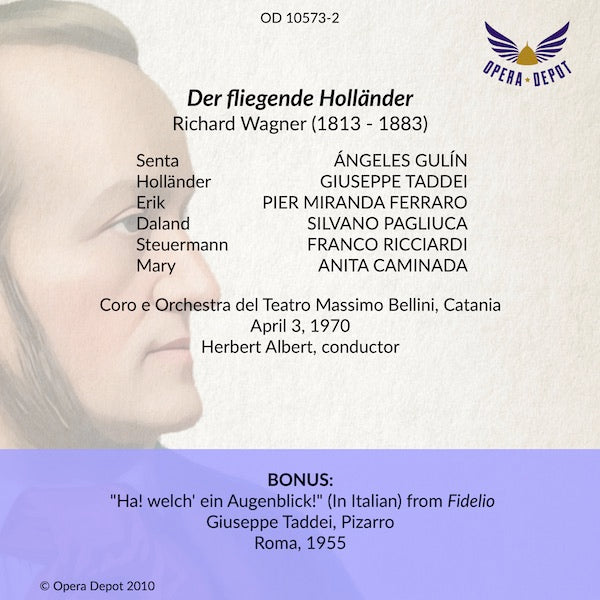 Wagner: Der fliegende Holländer (In Itallian) - Gulin, Taddei, Ferraro, Pagliuca; Albert.  Catania, 1970