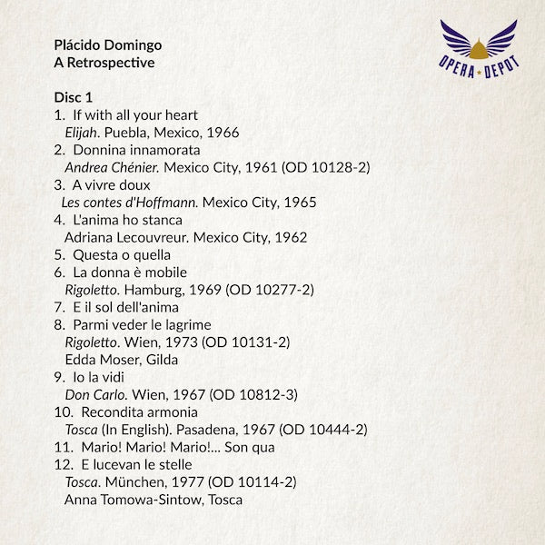 Compilation: Placido Domingo - Arias and excerpts from Elijah, Cav/Pag, Lohengrin, & More