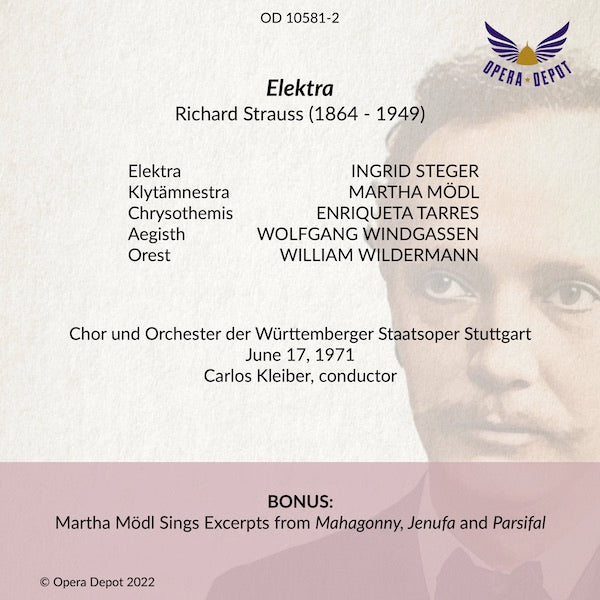 Strauss: Elektra - Steger, Mödl, Tarres, Windgassen, Wildermann; C. Kleiber.  Stuttgart, 1971