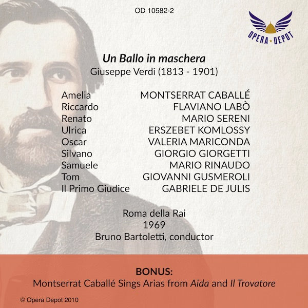 Verdi: Un Ballo in maschera - Caballé, Labò, Sereni, Mariconda, Komlossy, Julis; Bartoletti.  Rai di Roma, 1969