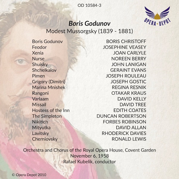 Mussorgsky: Boris Godunov - Christoff, Lanigan, Resnik, Rouleau, Evans, Coates, Veasey; Kubelik.  London, 1958