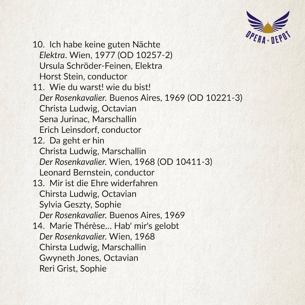 Compilation: Christa Ludwig - Excerpts from Le Nozze di Figaro, Macbeth, Aida and Rosenkavalier