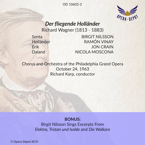 Wagner: Der fliegende Holländer - Vinay, Nilsson, Moscana, Crain; Karp.  Phila, 1963