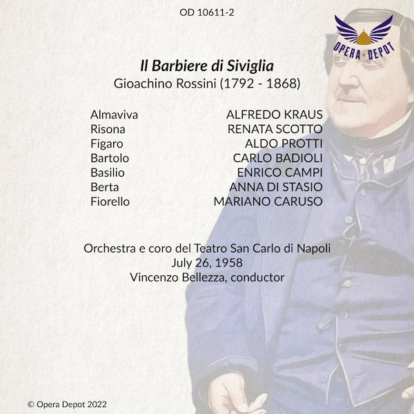 Rossini: Il Barbiere di Siviglia - Scotto, Kraus, Protti, Badioli, Di Stasio; Bellezza.  Napoli, 1958