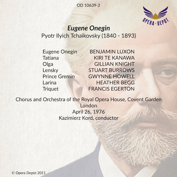 Tchaikovsky: Eugene Onegin (In English) - Luxon, Te Kanawa, Burrows, Knight, Howell, Begg; Kord.  London, 1976
