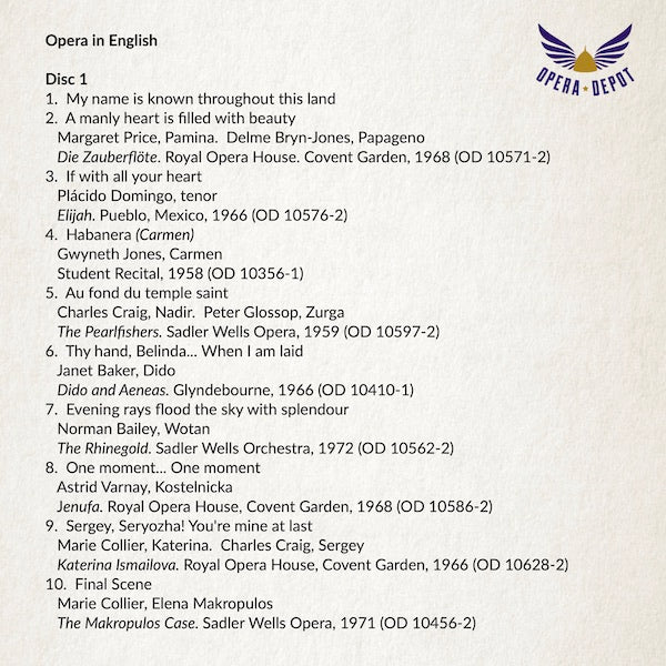 Compilation: The Best of Opera in English - Featuring M. Price, Jones, Vickers and many more!