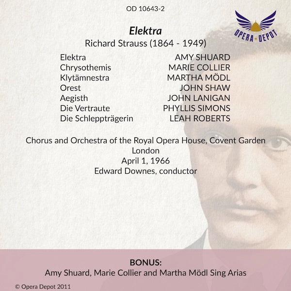 Strauss: Elektra (extended excerpts) - Shuard, Collier, Mödl, Shaw, Lanigan; Downes.  London, 1966