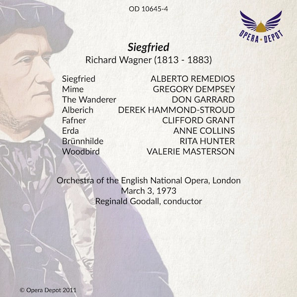 Wagner: Siegfried (In English) - Remedios, Hunter, Garrard, Dempsey, Hammond-Stroud, Grant, Masterson; Goodall. London, 1973