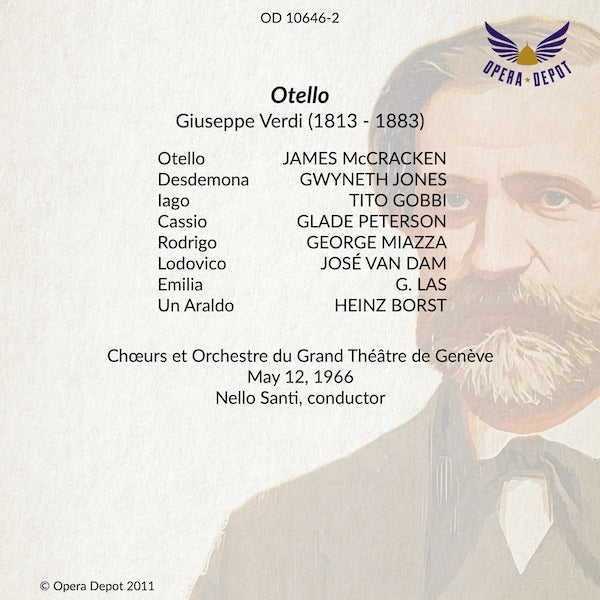 Verdi: Otello - McCracken, Jones, Gobbi, Van Dam; Santi.  Genève, 1966