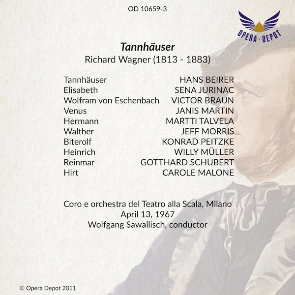 Wagner: Tannhäuser - Beirer, Jurinac, Martin, Braun, Talvela; Sawallisch. Milano, 1967