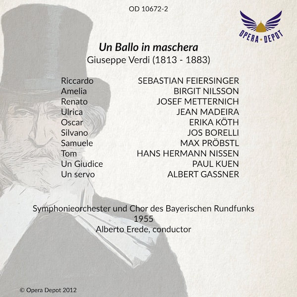Verdi: Un Ballo in Maschera (In German) - Nilsson, Feiersinger, Metternich, Madeira, Köth; Erede.  München, 1955