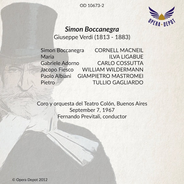 Verdi: Simon Boccanegra - MacNeil, Ligabue, Cossutta, Wildermann, Mastromei; Previtali.   Buenos Aires, 1967