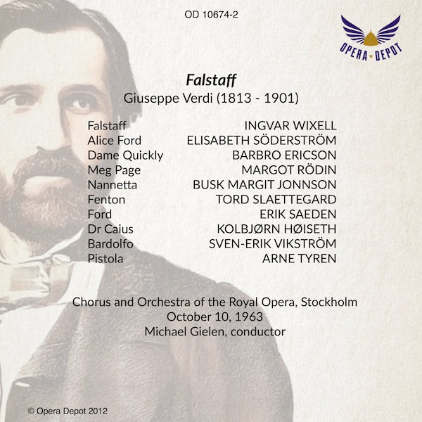 Verdi: Falstaff (In Swedish) - Wixell, Söderström, Ericson, Roedin, Saeden, Hoiseth; Gielen.  Stockholm, 1963