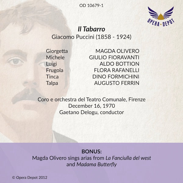 Puccini: Il Tabarro - Olivero, Fioravanti, Bottion, Rafanelli; Delogu.  Firenze, 1970