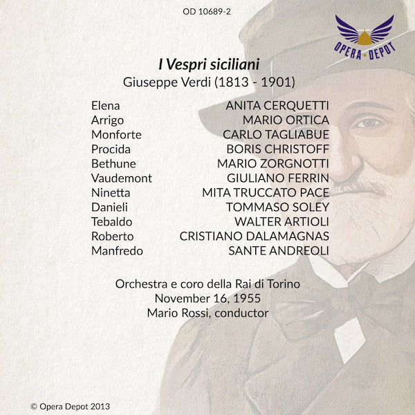 Verdi: I Vespri siciliani - Cerquetti, Ortica, Tagliabue, Christoff; Rossi.  Rai, 1955