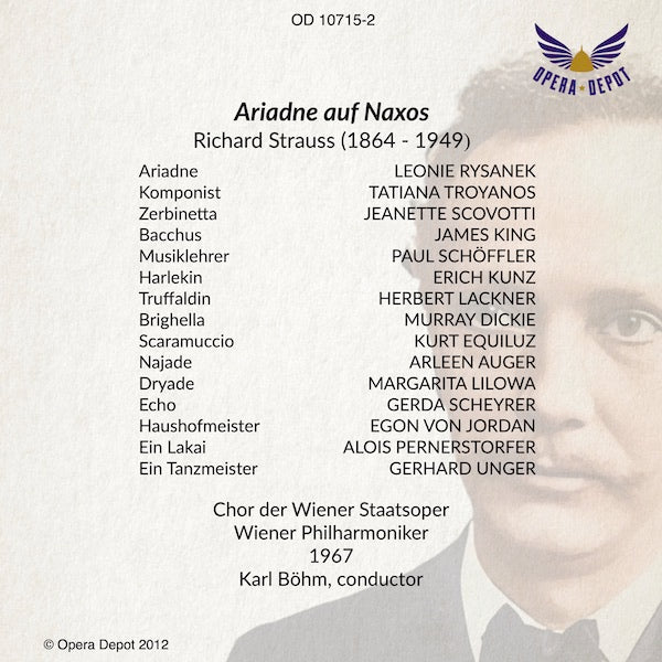 Strauss: Ariadne auf Naxos - Rysanek, King, Scovotti, Troyanos, Schoeffler, Kunz, Auger; Böhm.  Wien, 1967