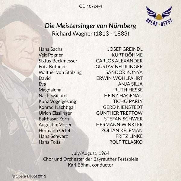 Wagner: Die Meistersinger von Nürnberg - Greindl, Silja, Konya, Alexander, Böhme; Böhm.  Bayreuth, 1964