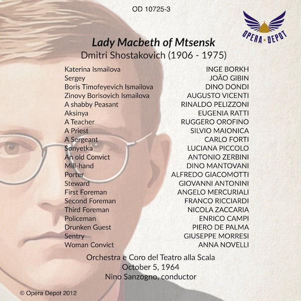 Shostakovich: Lady Macbeth of Mtsensk (In Italian) - Borkh, Gibin, Ratti, Zaccaria, Di Palma; Sanzogno.  Milano, 1964