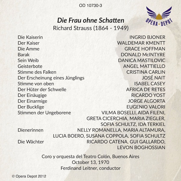 Strauss: Die Frau ohne Schatten - Bjoner, Kmentt, Mastilovic, McIntyre; Leitner. Buenos Aires, 1970