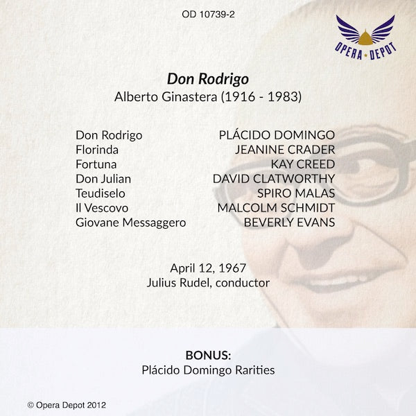 Ginastera: Don Rodrigo - Domingo, Crader, Creed, Malas; Rudel.  1967
