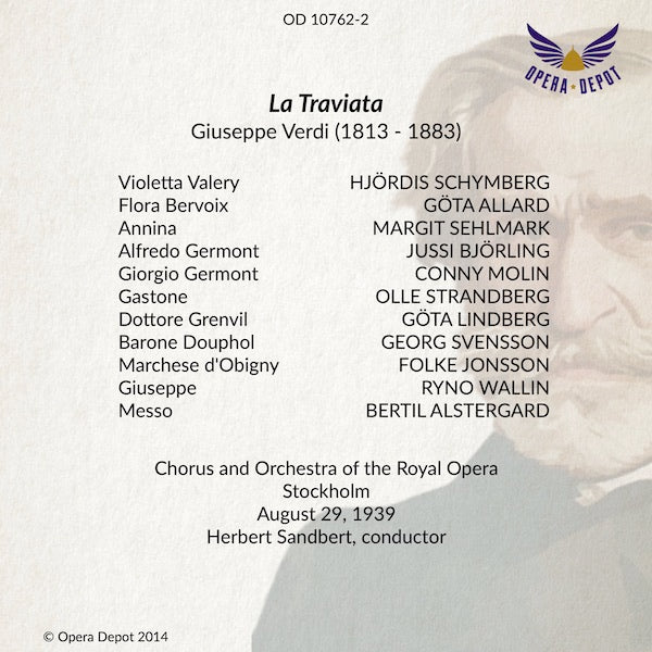 Verdi: La Traviata (In Swedish) - Schymberg, Björling, Molin; Sandbert.  Stockholm, 1939