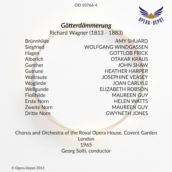 Wagner: Der Ring des Nibelungen - Shuard, Windgassen, Ward, Hotter, Jones, Kozub; Solti.  London, 1965