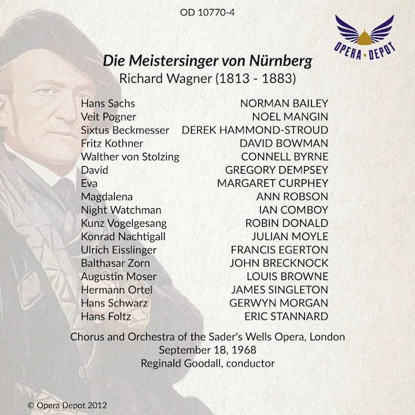 Wagner: Die Meistersinger von Nürnberg (In English) - Bailey, Byrne, Curphey, Hammond-Stroud; Goodall.  London, 1968