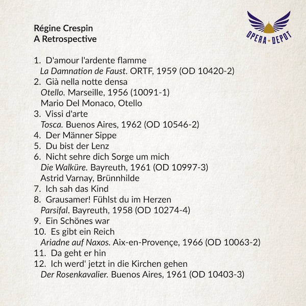 Compilation: Régine Crespin - Excerpts from La Damnation de Faust, Otello, Tosca and more