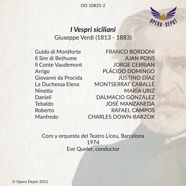 Verdi: I Vespri Siciliani - Caballé, Domingo, Bordoni, Diaz, Pons; Queler. Barcelona, 1974