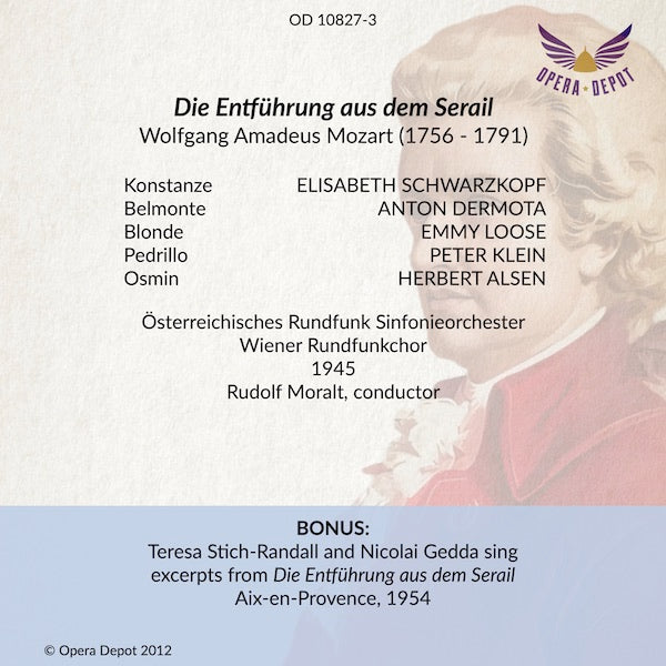 Mozart: Die Entführung aus dem Serail - Schwarzkopf, Dermota, Loose, Klein, Alsen; Moralt.  Wien, 1945