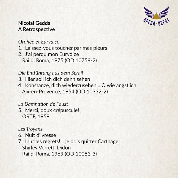Compilation: Nicolai Gedda - Arias and excerpts from Orphée et Eurydice, Entführung, Manon and more!