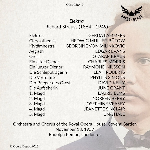 Strauss: Elektra - Lammers, Müller-Bülow, von Milinkovic, Kraus, Evans; Kempe.  London, 1957