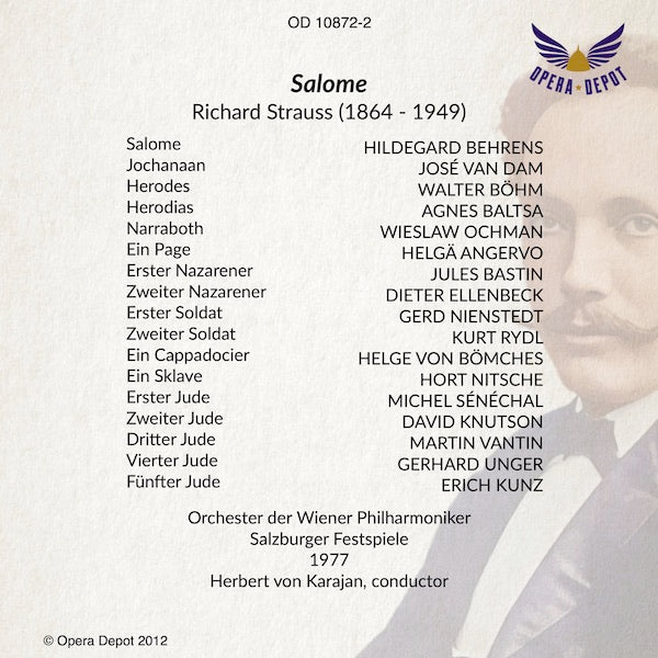 Strauss: Salome - Behrens, Van Dam, Böhm, Baltsa, Ochman; Karajan.  Salzburg, 1977